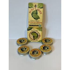 LOT 6 NEW Burt's Bees Hand Salve .30 0z./8.5g.Travel Size Tin Cuticle Cream Lmn